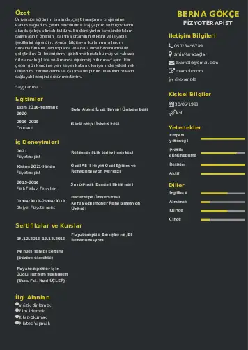 Fizyoterapist Cv Örnekleri cv indir